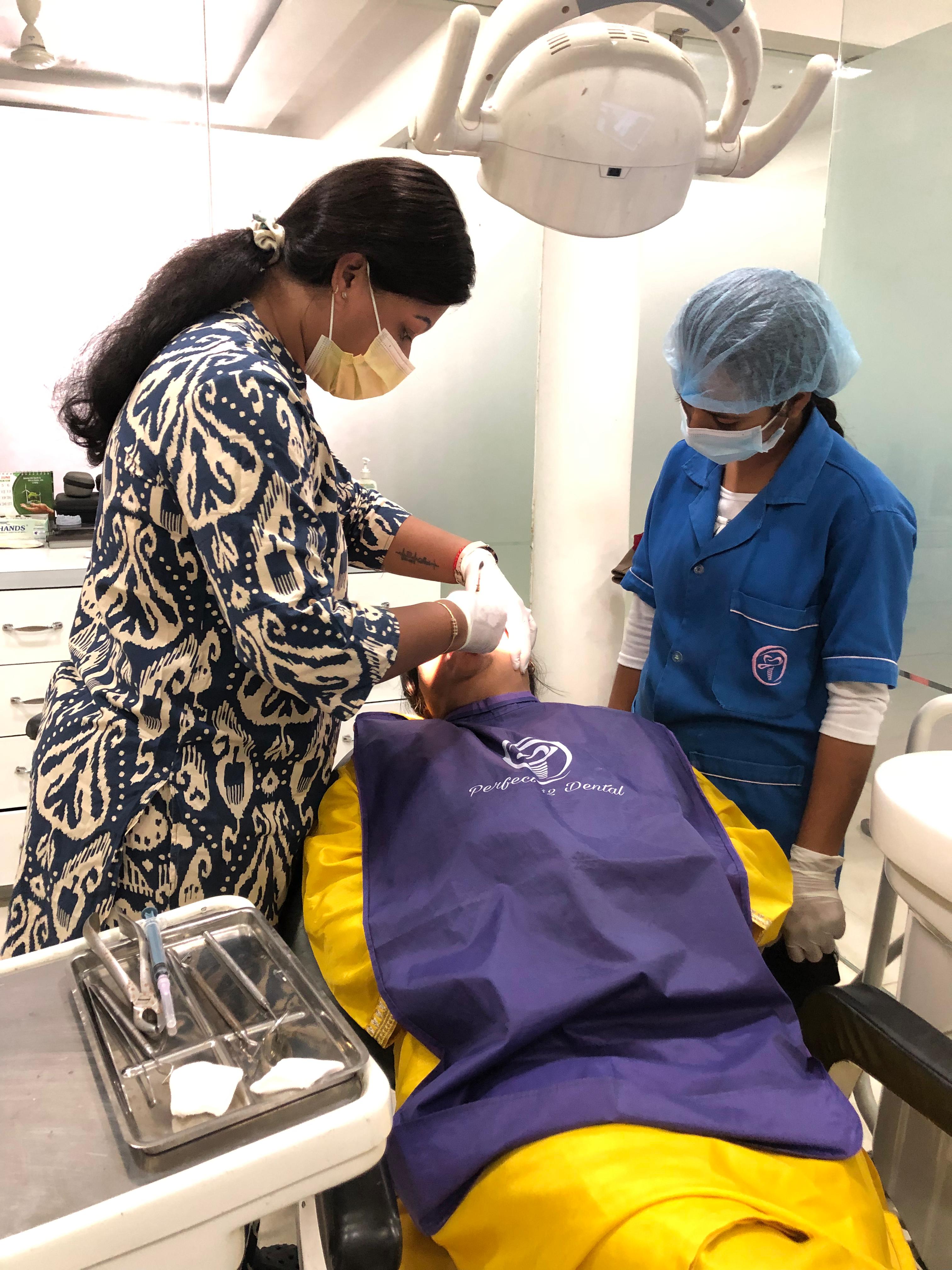 Dental implant treatment in progress at Perfect 32 Dental Clinic, Ranchi