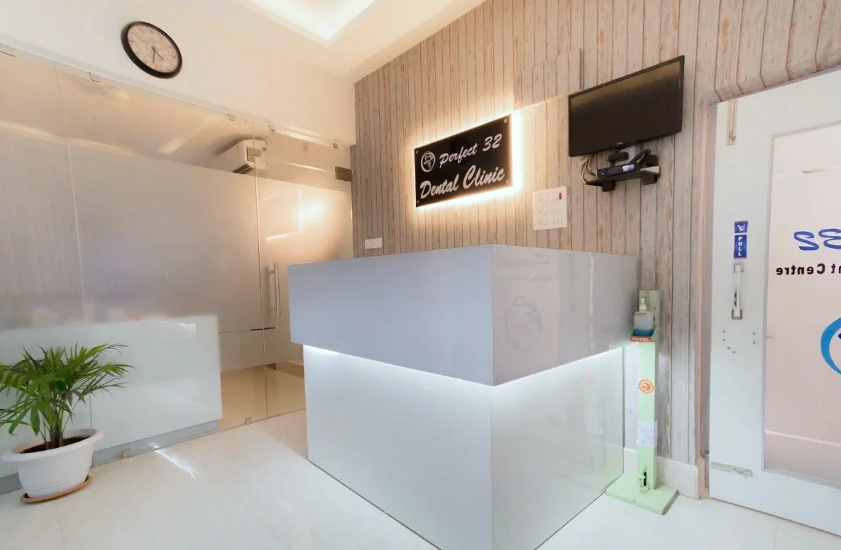 Reception area of Perfect 32 Dental Clinic, Ranchi